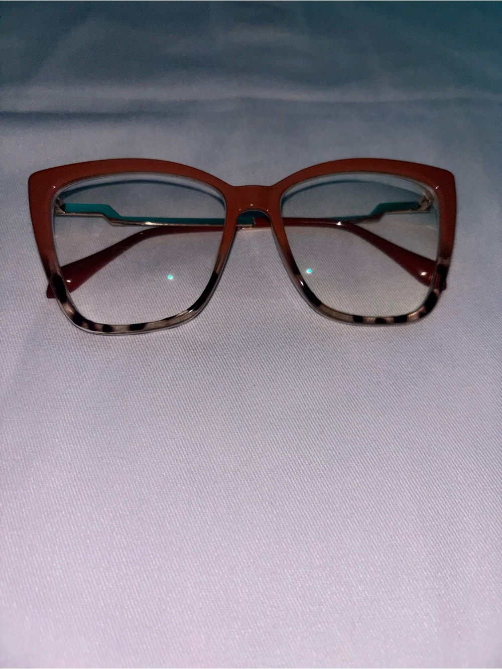 Women's Two-Tone Glasses in Orange & Brown Tortoise
